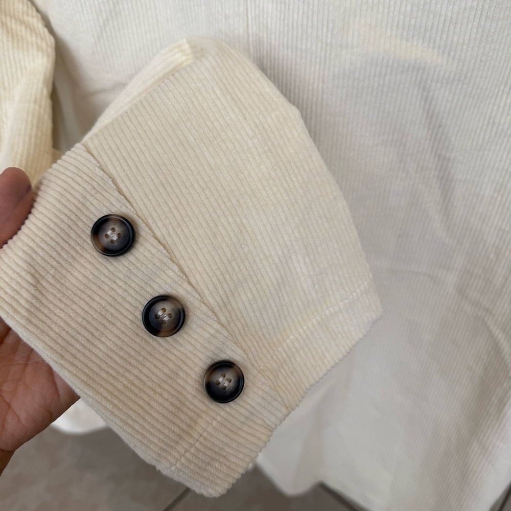 Altar’d State Corduroy Crème Velvet Coat Blazer Size Large - Picture 3 of 7